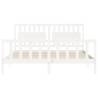 White Super King Size Bed Frame with Headboard - Solid Wood