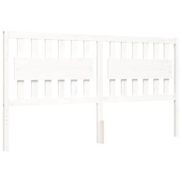 White Super King Size Bed Frame with Headboard - Solid Wood