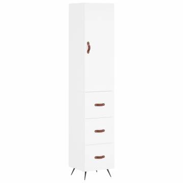 Stylish Highboard in White - 34.5x34x180 cm Engineered Wood