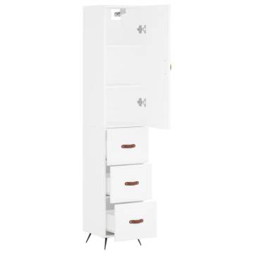 Stylish Highboard in White - 34.5x34x180 cm Engineered Wood