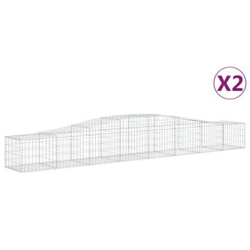 Arched Gabion Baskets 2 pcs - Galvanised Iron | Hipomarket