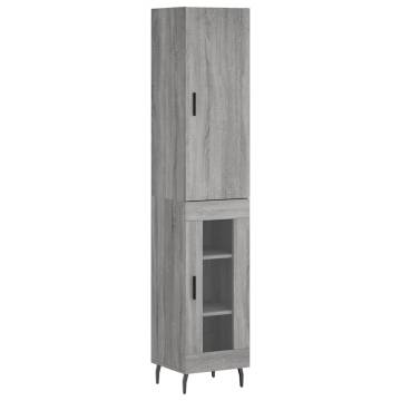 Elegant Highboard Grey Sonoma | 34.5x34x180 cm Engineered Wood