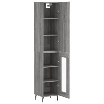 Elegant Highboard Grey Sonoma | 34.5x34x180 cm Engineered Wood