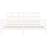 White Bed Frame with Headboard - 200x200 cm Solid Wood