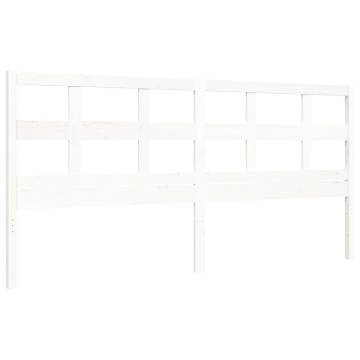 White Bed Frame with Headboard - 200x200 cm Solid Wood