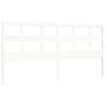 White Bed Frame with Headboard - 200x200 cm Solid Wood