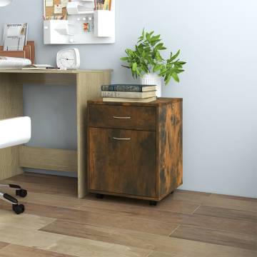 Rolling Cabinet Smoked Oak - Stylish Storage Solution