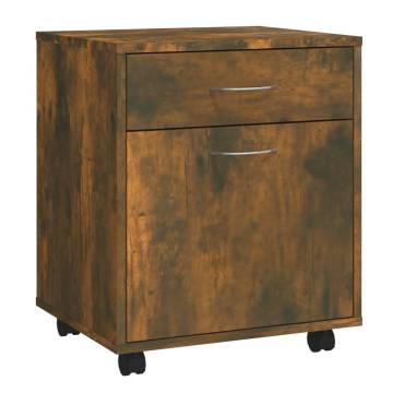 Rolling Cabinet Smoked Oak - Stylish Storage Solution