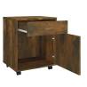 Rolling Cabinet Smoked Oak - Stylish Storage Solution