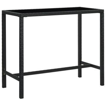 Garden Bar Table Black 130x60x110 cm - Poly Rattan & Glass