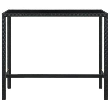 Garden Bar Table Black 130x60x110 cm - Poly Rattan & Glass