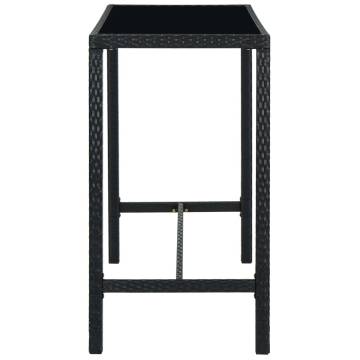 Garden Bar Table Black 130x60x110 cm - Poly Rattan & Glass