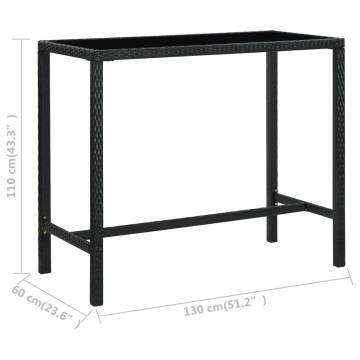 Garden Bar Table Black 130x60x110 cm - Poly Rattan & Glass