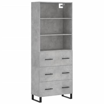 Stylish Highboard in Concrete Grey - 69.5x34x180 cm