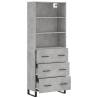 Stylish Highboard in Concrete Grey - 69.5x34x180 cm