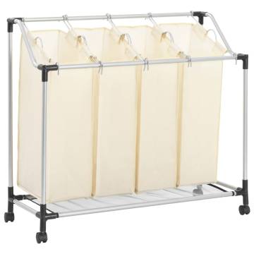 Laundry Sorter with 4 Bags Cream Steel - Hipo Market