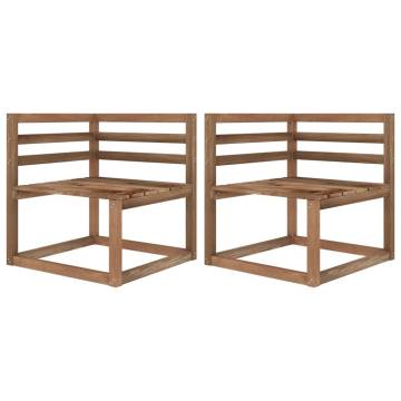 Garden Pallet Corner Sofas 2 pcs - Brown Pinewood | HipoMarket