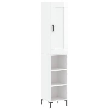 Stylish Highboard High Gloss White - 34.5x34x180 cm