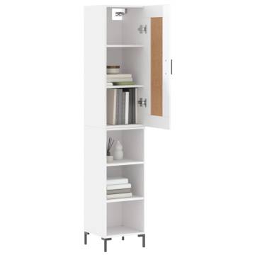 Stylish Highboard High Gloss White - 34.5x34x180 cm