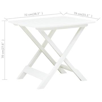 Folding Garden Table White 79x72 cm - Space Saving Design