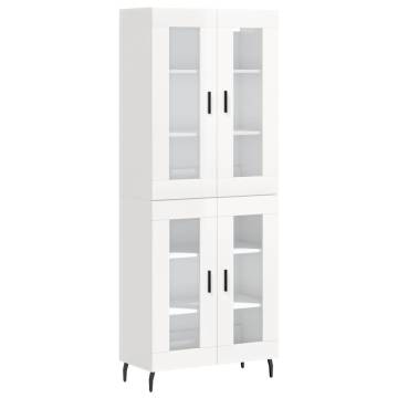 Stylish Highboard High Gloss White - 69.5x34x180 cm