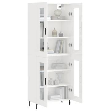 Stylish Highboard High Gloss White - 69.5x34x180 cm