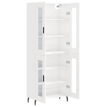 Stylish Highboard High Gloss White - 69.5x34x180 cm