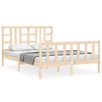 Solid Wood Bed Frame with Headboard - 140x200 cm | Hipomarket