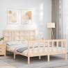 Solid Wood Bed Frame with Headboard - 140x200 cm | Hipomarket