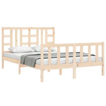 Solid Wood Bed Frame with Headboard - 140x200 cm | Hipomarket