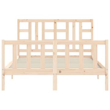 Solid Wood Bed Frame with Headboard - 140x200 cm | Hipomarket