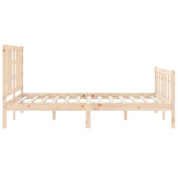 Solid Wood Bed Frame with Headboard - 140x200 cm | Hipomarket