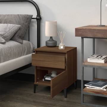 Elegant Brown Oak Bedside Cabinet - 40x35x50 cm | HipoMarket