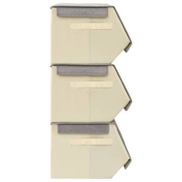 Stackable Storage Box Set of 4 - Grey & Cream | Hipo Market