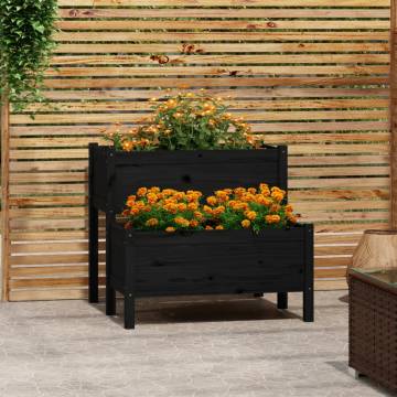 Planter Black - Solid Pine Wood | 84.5x84x75 cm | Hipomarket