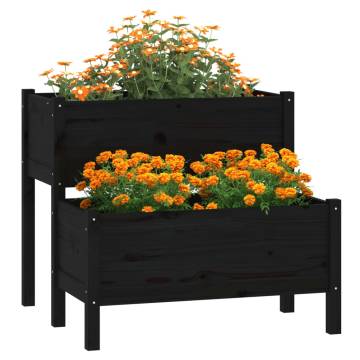 Planter Black - Solid Pine Wood | 84.5x84x75 cm | Hipomarket