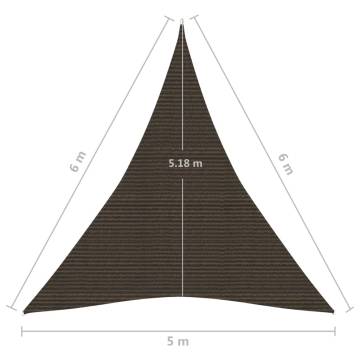 Sunshade Sail 5x6x6m Brown - UV & Mould Resistant | HipoMarket