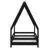 Kids Bed Frame Black 80x160 cm - Solid Pine Wood