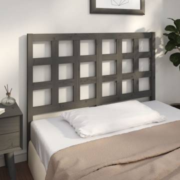 Stylish Grey Bed Headboard - Solid Pine Wood 125.5x4x100 cm