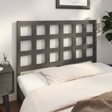 Stylish Grey Bed Headboard - Solid Pine Wood 125.5x4x100 cm