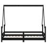 Kids Bed Frame Black 80x160 cm - Solid Pine Wood