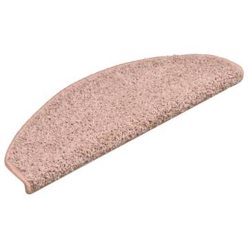 Light Pink Carpet Stair Treads - 15 pcs | Hipomarket UK