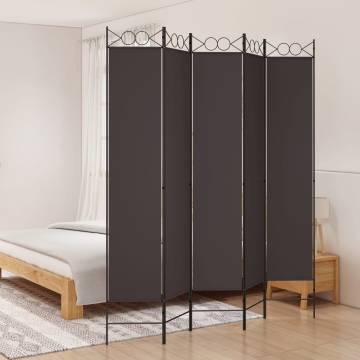 5-Panel Room Divider Brown 200x220 cm - Stylish Privacy Solution