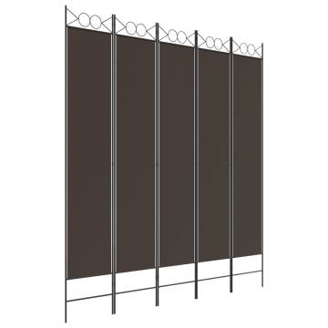 5-Panel Room Divider Brown 200x220 cm - Stylish Privacy Solution