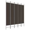 5-Panel Room Divider Brown 200x220 cm - Stylish Privacy Solution