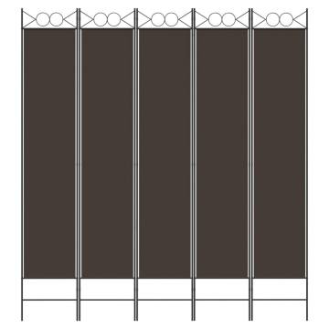 5-Panel Room Divider Brown 200x220 cm - Stylish Privacy Solution