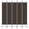 5-Panel Room Divider Brown 200x220 cm - Stylish Privacy Solution