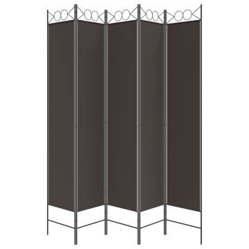 5-Panel Room Divider Brown 200x220 cm - Stylish Privacy Solution