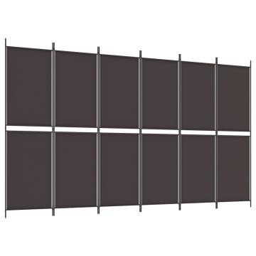 6-Panel Room Divider Brown 300x180 cm Fabric - Hipo Market