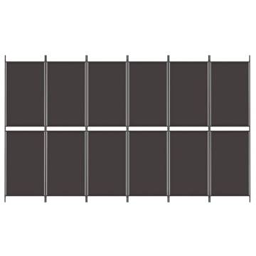 6-Panel Room Divider Brown 300x180 cm Fabric - Hipo Market